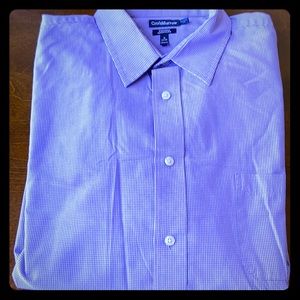 Purple and white checkered dress shirt